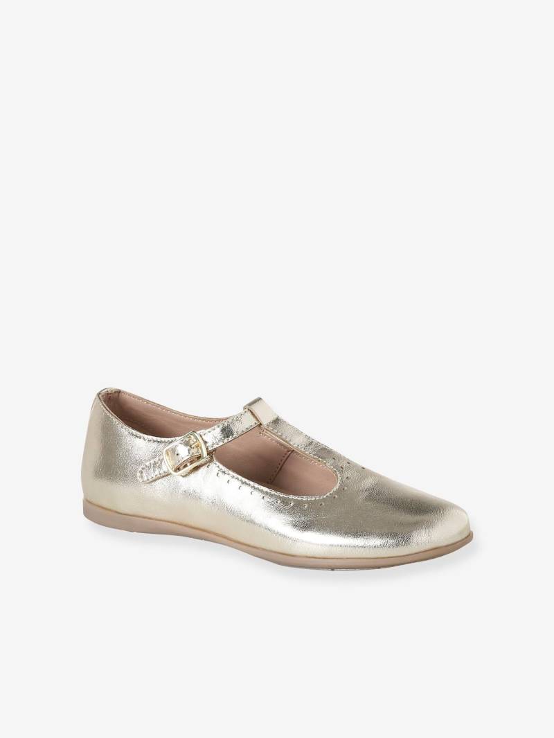 Mädchen Leder-Ballerinas in Metallic-Optik von Vertbaudet
