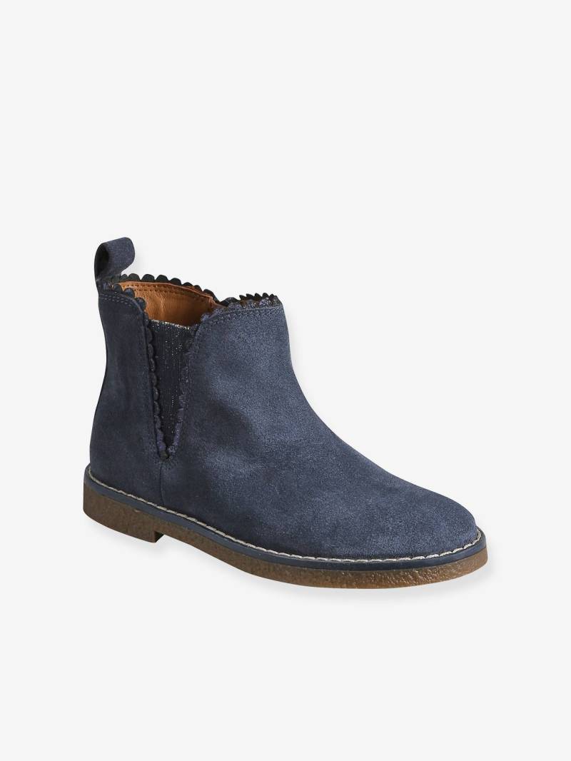 Mädchen Leder-Boots mit Zierborte von Vertbaudet