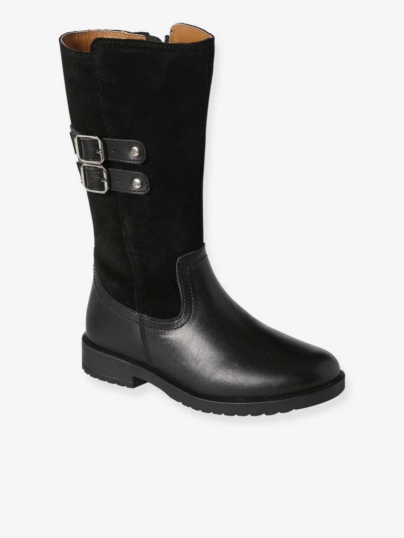 Mädchen Leder-Reiterstiefel mit Reißverschluss von Vertbaudet