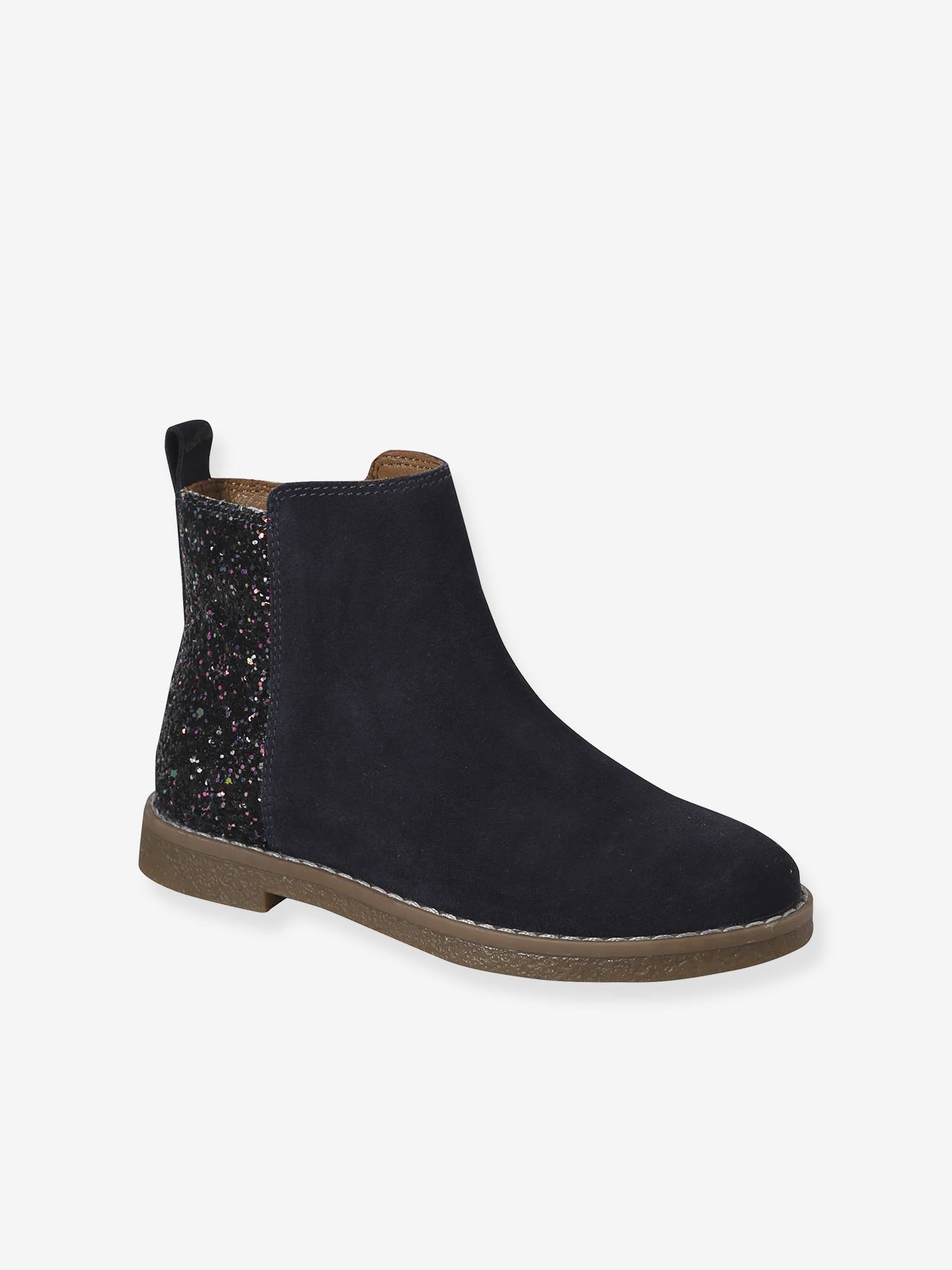 Mädchen Lederboots mit Glitzer & Anziehtrick von Vertbaudet