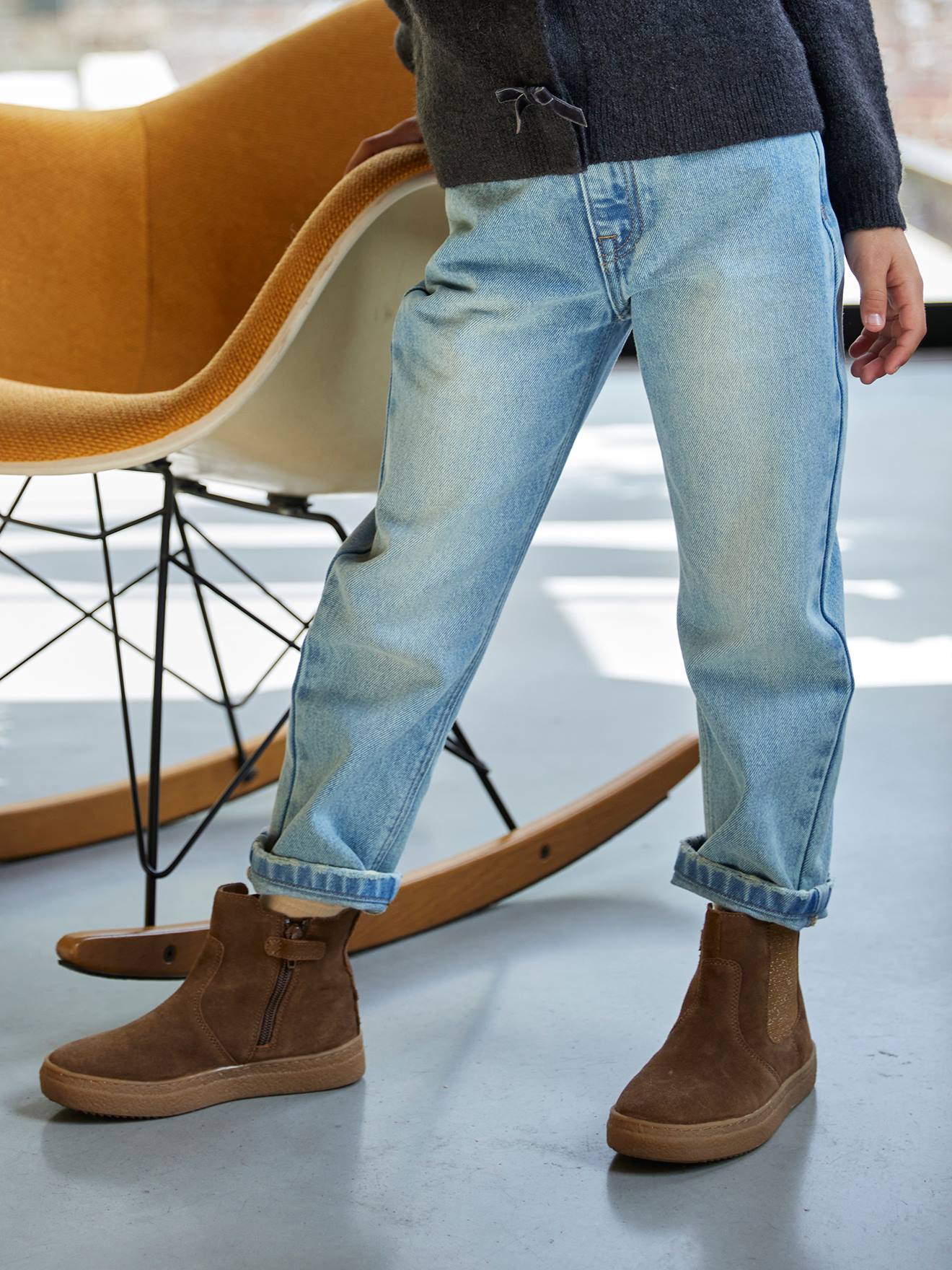 Mädchen Mom-Jeans helles von Vertbaudet