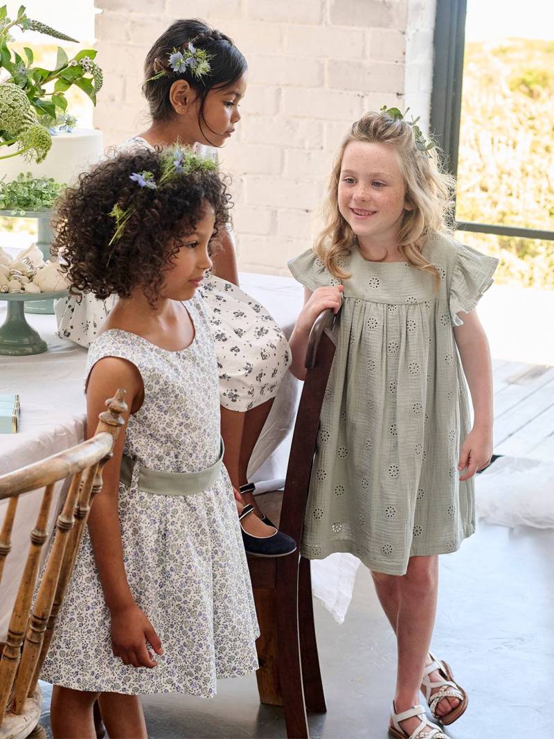 Mädchen Musselinkleid salbei von Vertbaudet