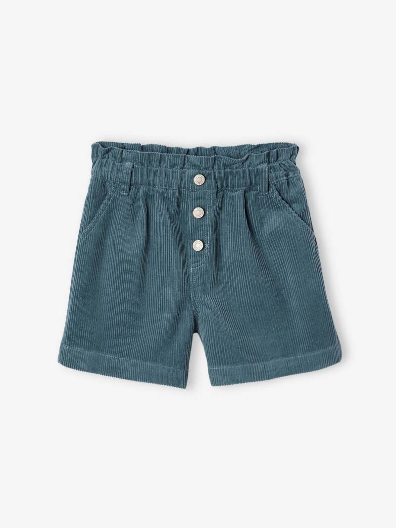 Mädchen Paperbag-Shorts aus Cord pfauen von Vertbaudet