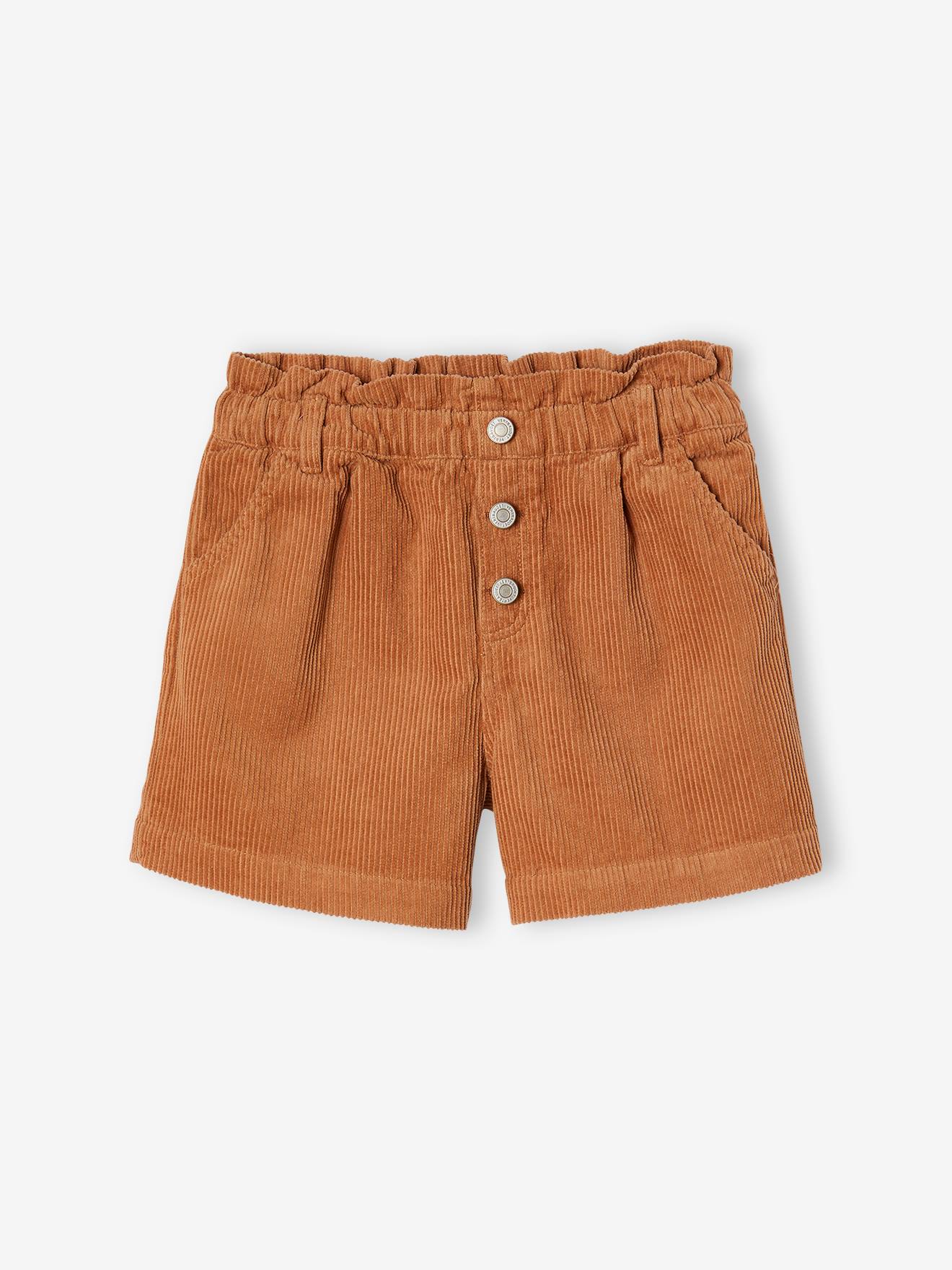 Mädchen Paperbag-Shorts aus Cord zimt von Vertbaudet