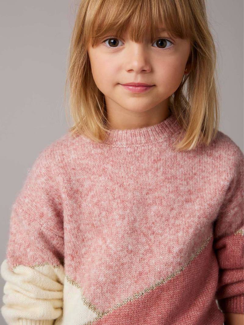 Mädchen Pullover im Colorblock-Style pudrig von Vertbaudet