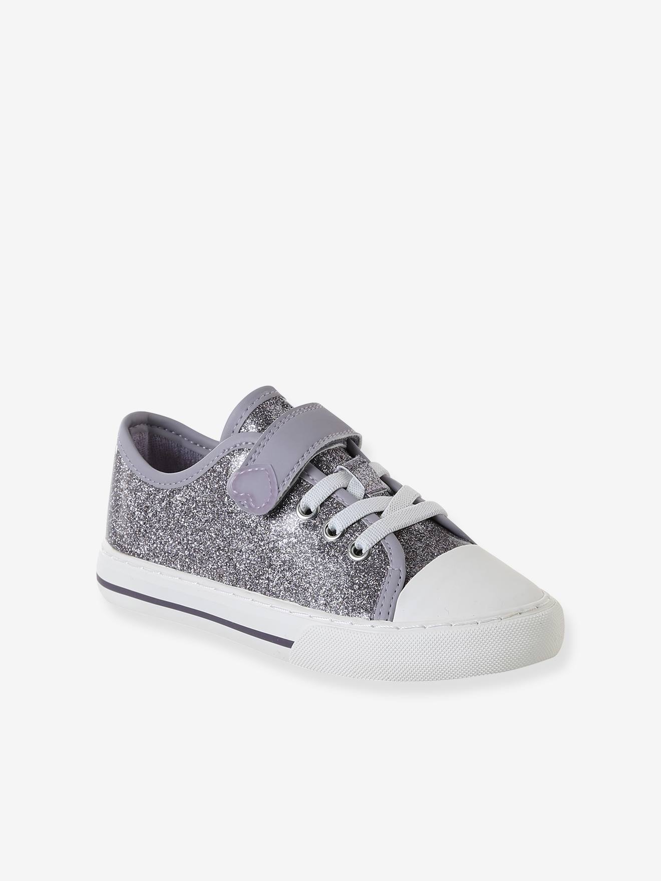 Mädchen Sneakers mit Glitzereffekt und Klettverschluss lila von Vertbaudet