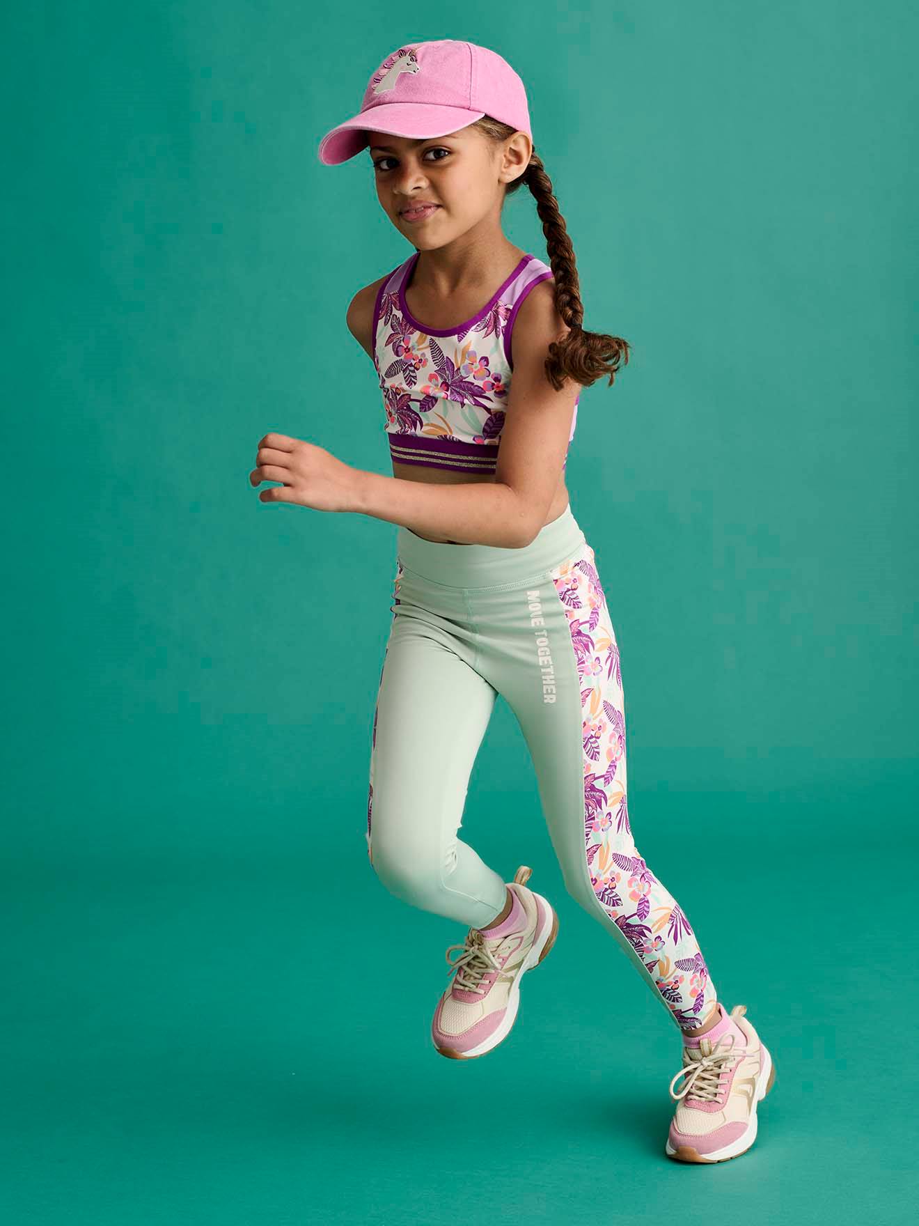 Mädchen Sport-Tights mit Print-Streifen an der Seite salbei Mädchen Sport-Tights mit Print-Streifen an der Seite salbei von Vertbaudet