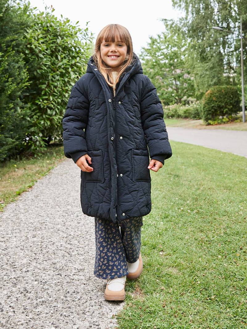 Mädchen Steppmantel mit Webpelz-Kapuze von Vertbaudet