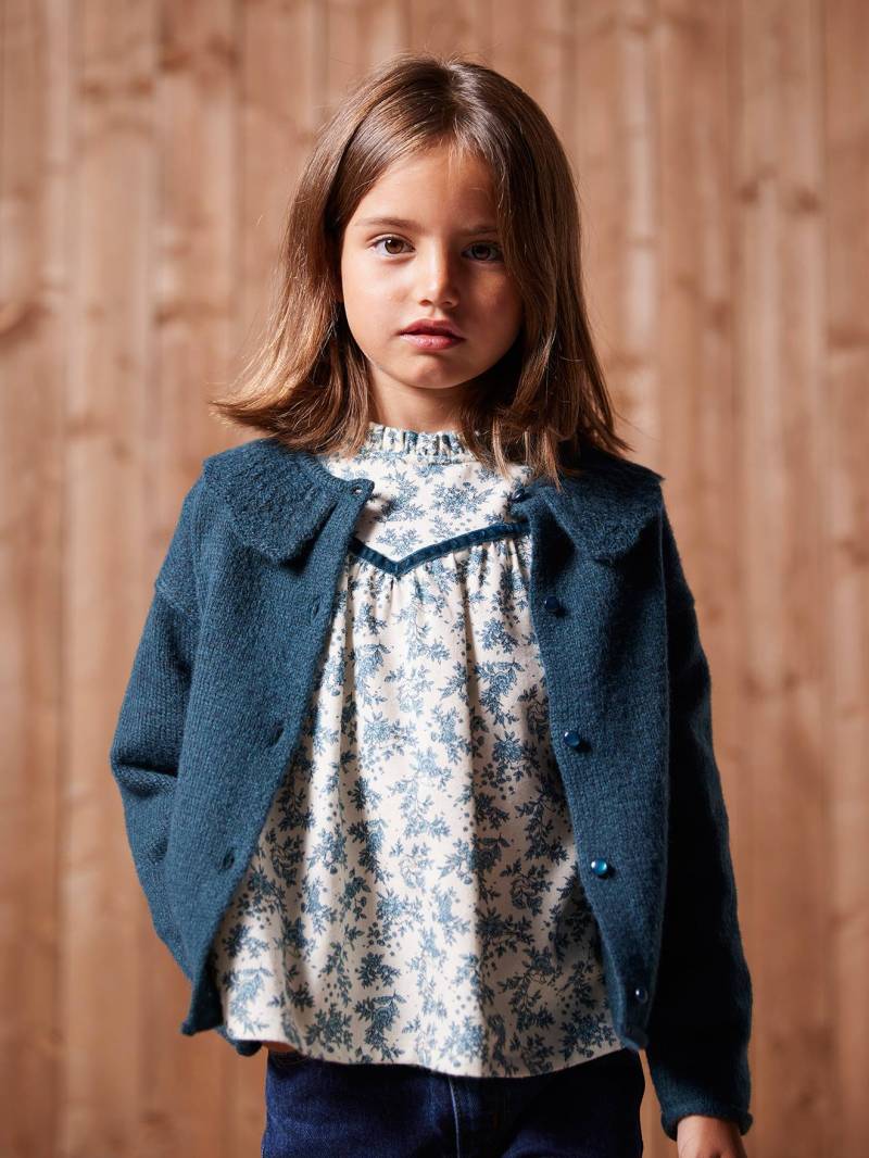 Mädchen Strickjacke mit Kragen aus Musterstrick von Vertbaudet
