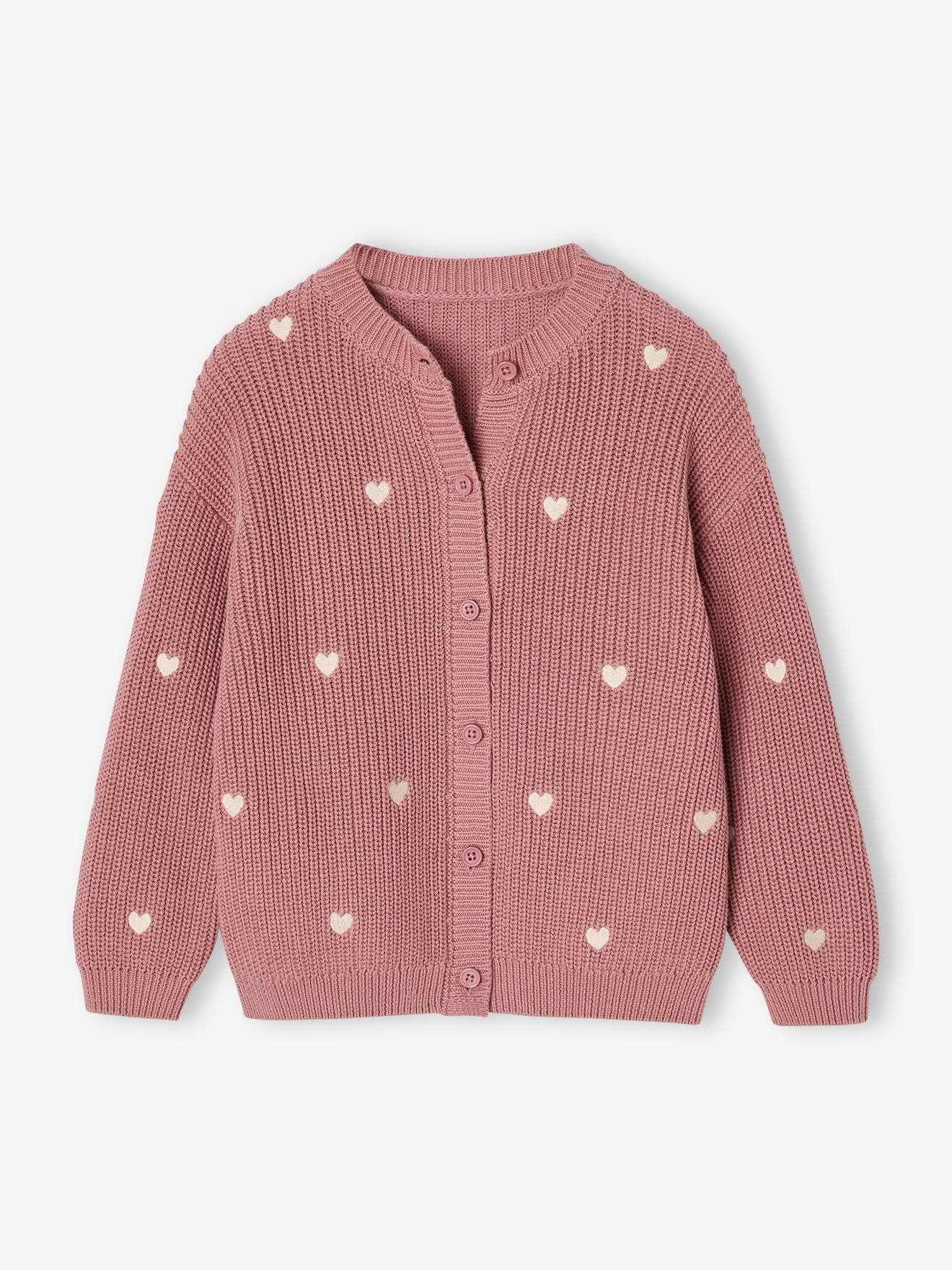 Mädchen Strickjacke mit kleinen Stickereien blush von Vertbaudet