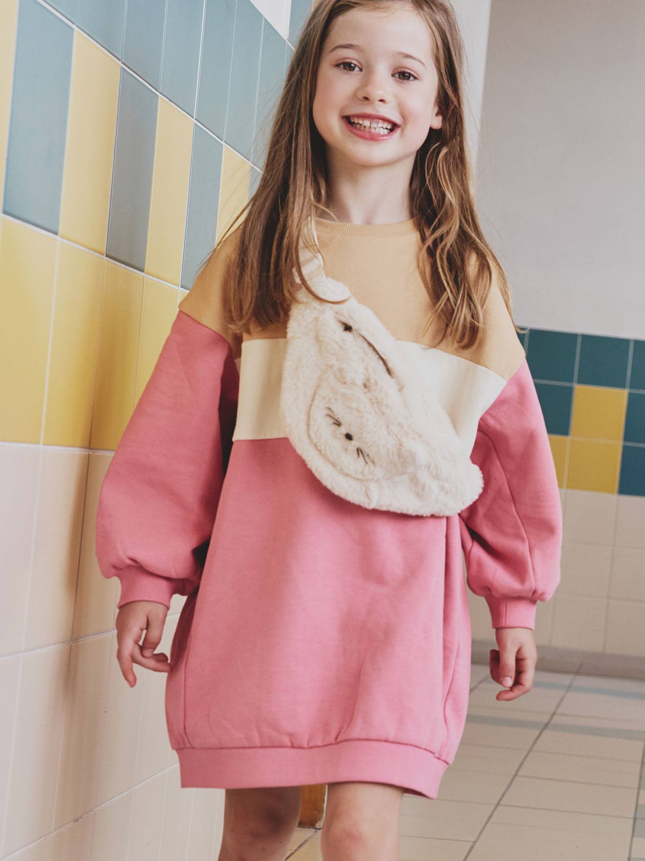 Mädchen Sweatkleid im Colorblock-Style Mädchen Sweatkleid im Colorblock-Style von Vertbaudet
