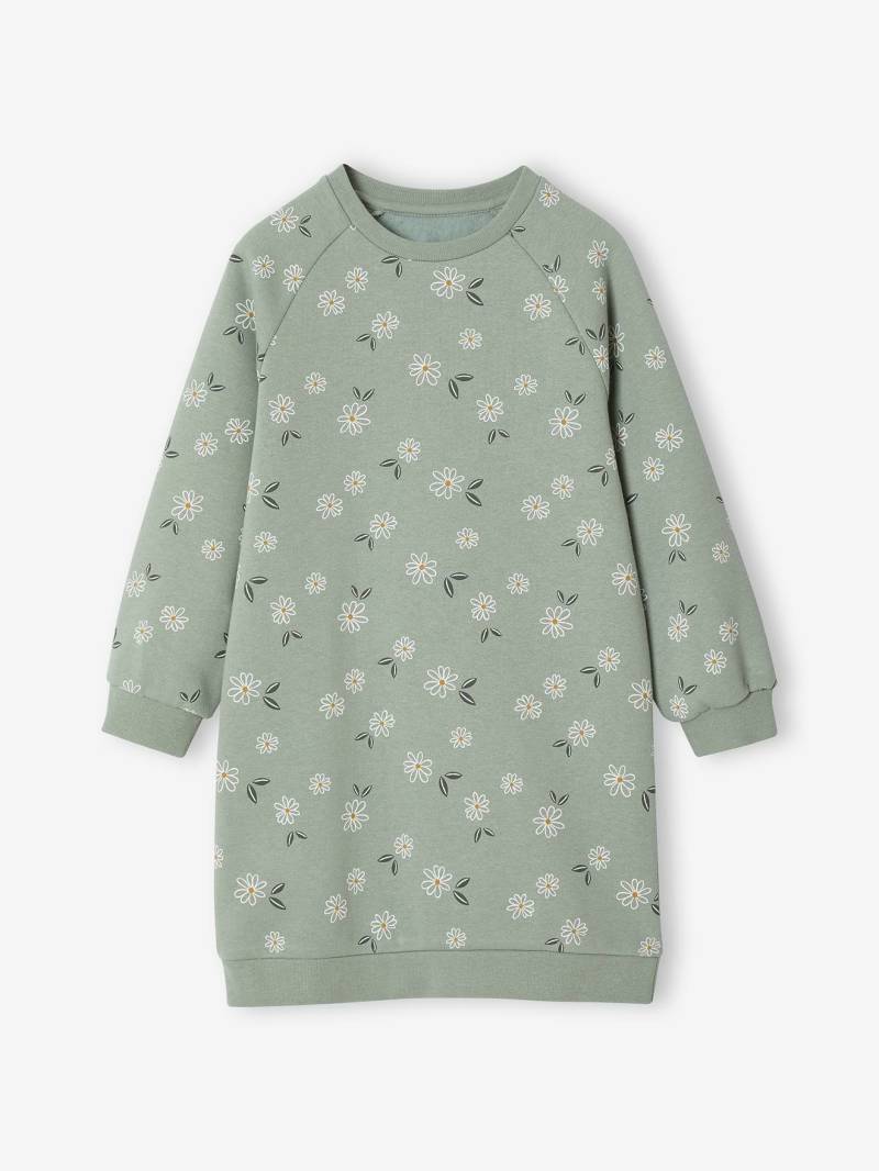 Mädchen Sweatkleid mit Blumen salbei von Vertbaudet