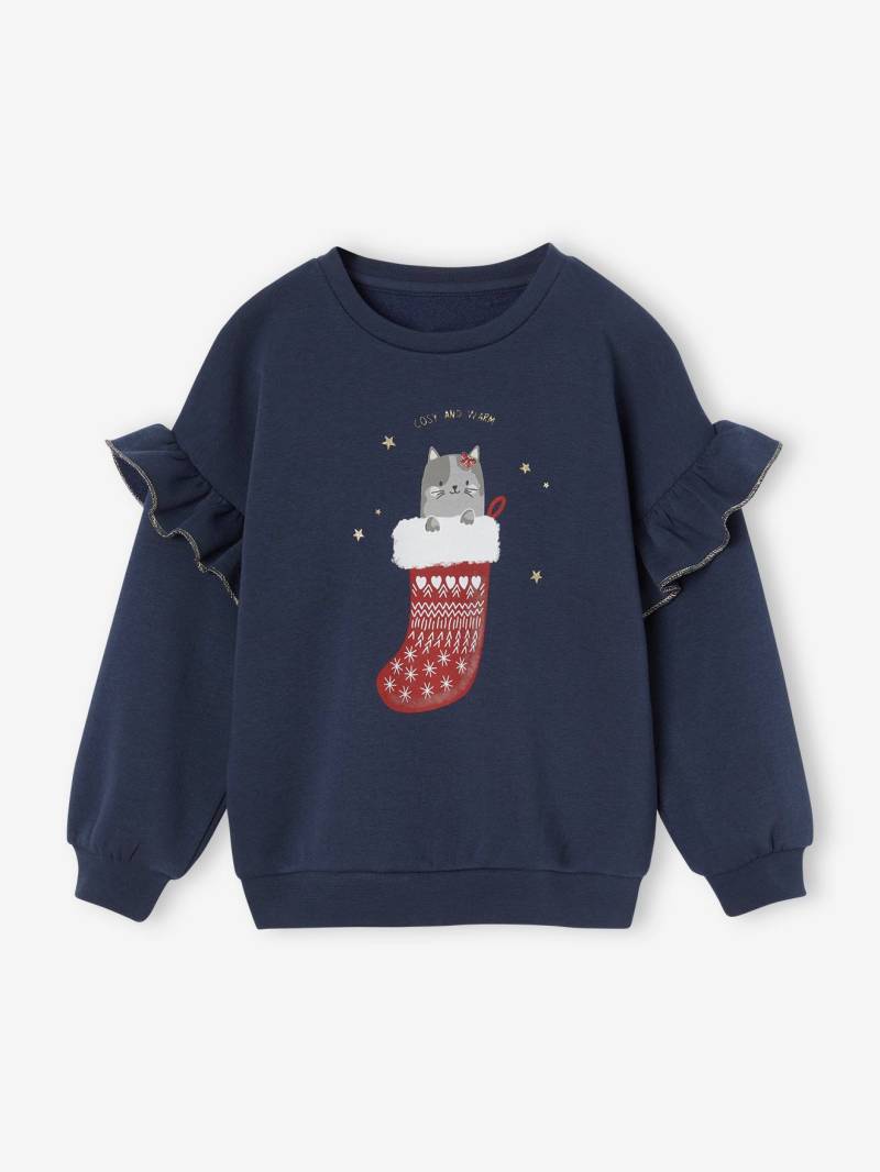 Mädchen Sweatshirt mit Glitzerkatze und Recycling-Polyester von Vertbaudet