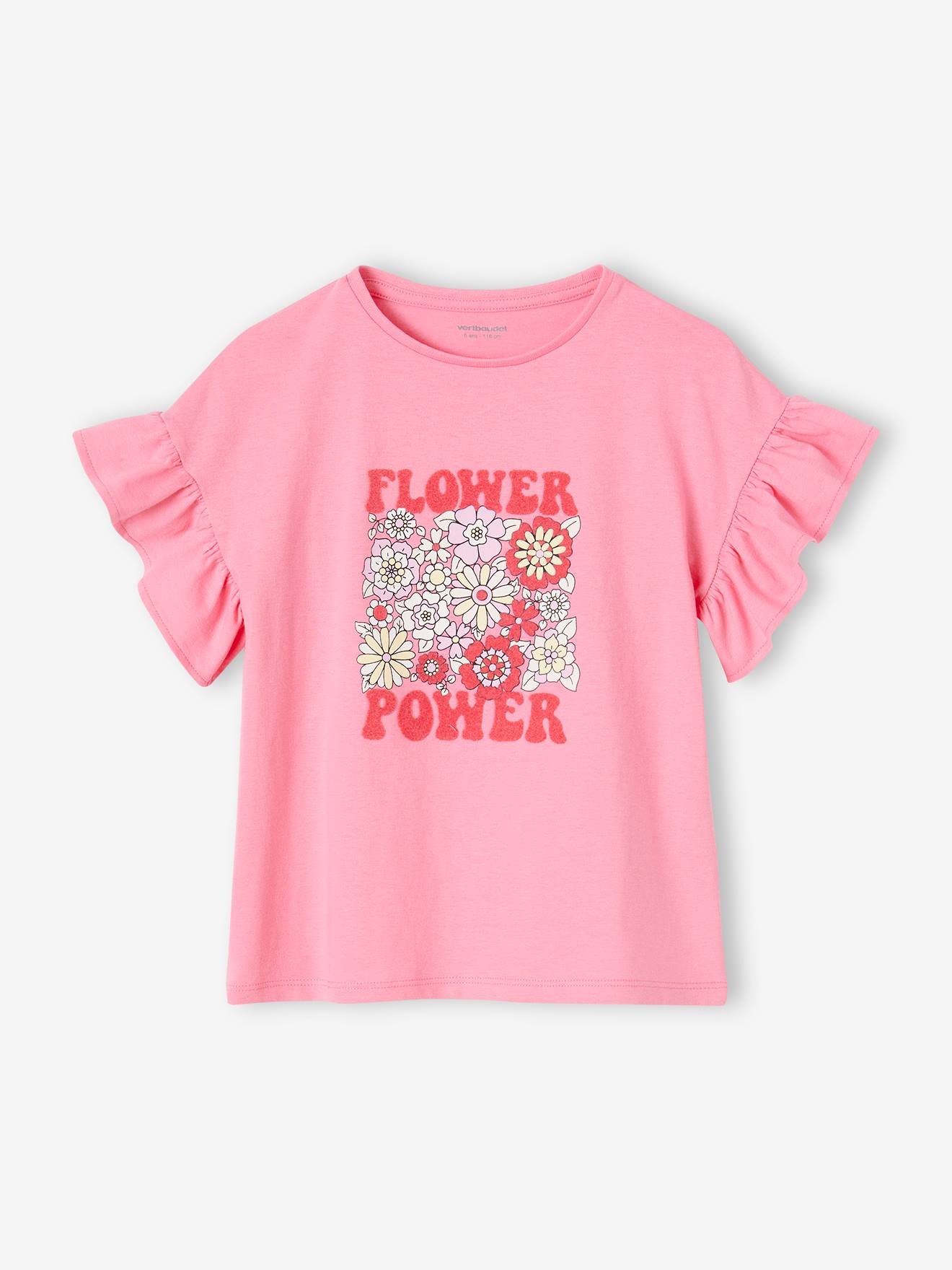 Mädchen T-Shirt FLOWER POWER Oeko-Tex bonbon von Vertbaudet