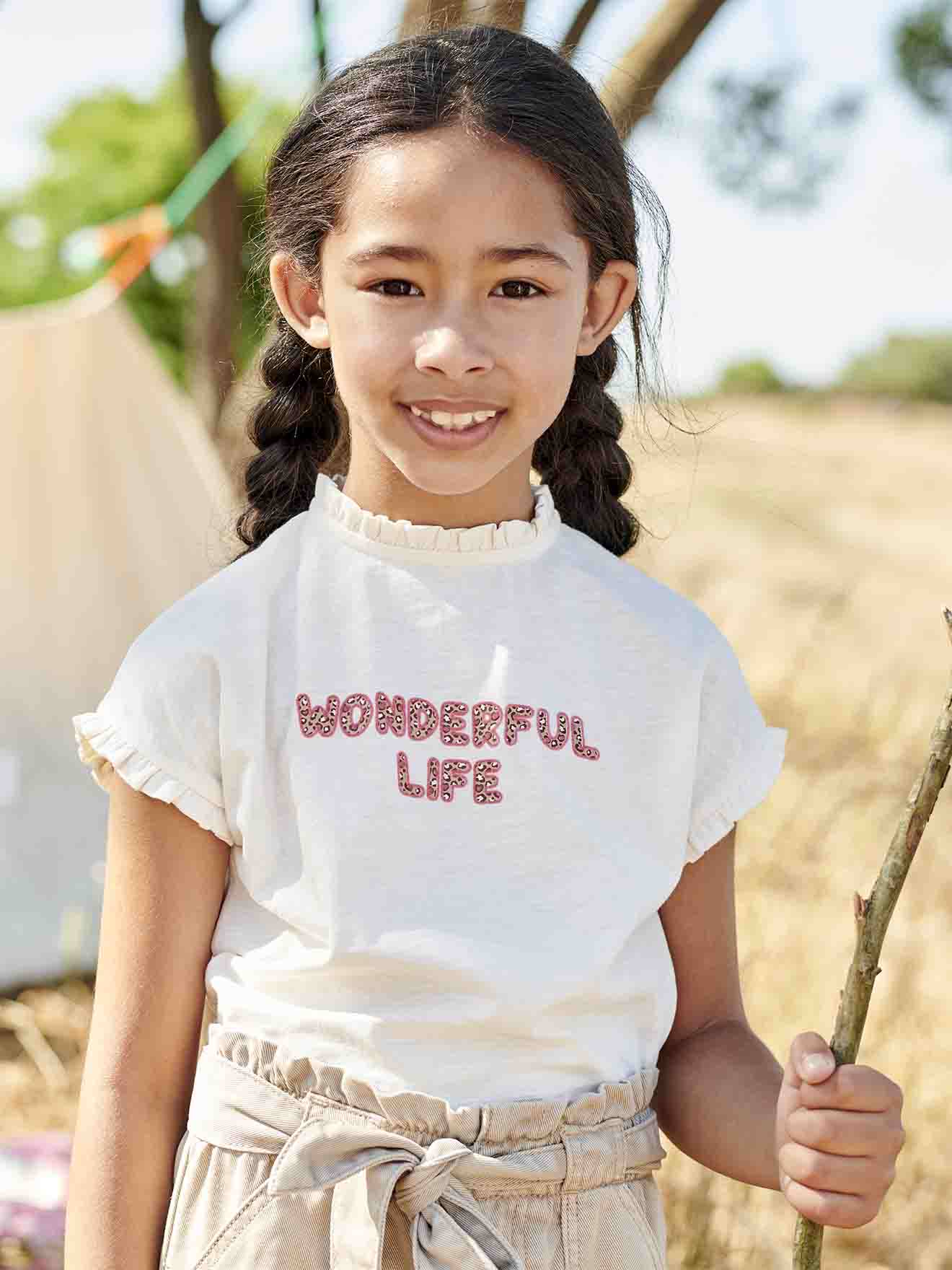 Mädchen T-Shirt mit Leopardenmotiv Oeko-Tex vanille von Vertbaudet