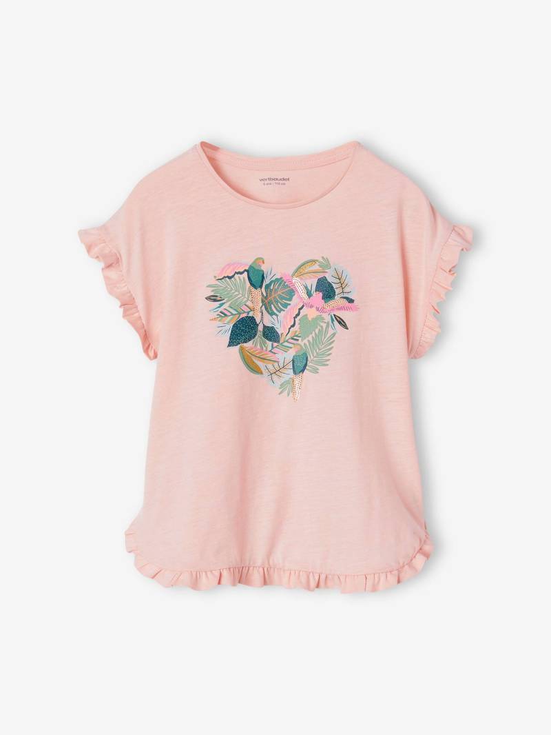 Mädchen T-Shirt mit Pailletten-Print und Volants Oeko-Tex von Vertbaudet