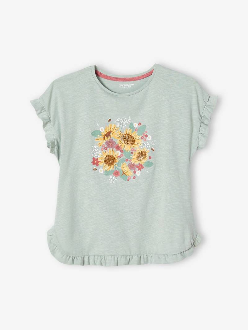 Mädchen T-Shirt mit Pailletten-Print und Volants Oeko-Tex von Vertbaudet