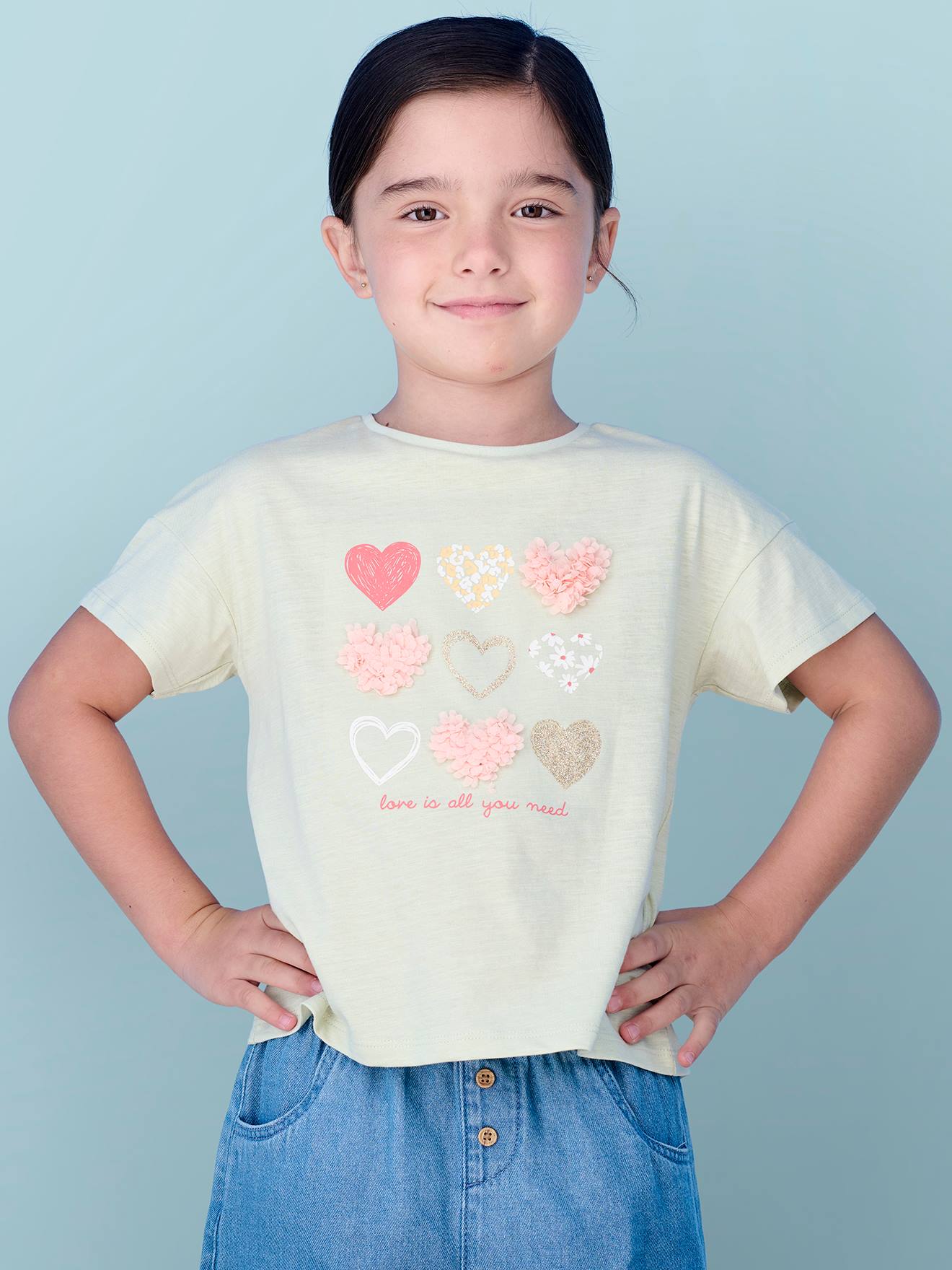 Mädchen T-Shirt mit Rüschenmotiv mandel von Vertbaudet