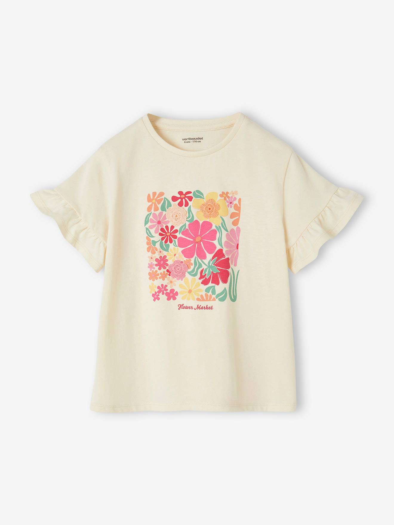 Mädchen T-Shirt mit Volantärmeln Oeko-Tex von Vertbaudet
