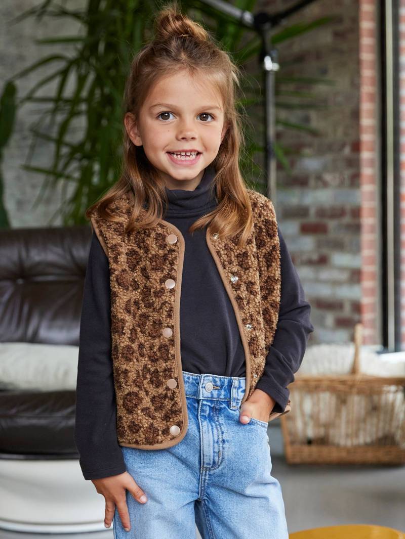Mädchen Teddyfleece-Weste mit Leopardenmuster von Vertbaudet
