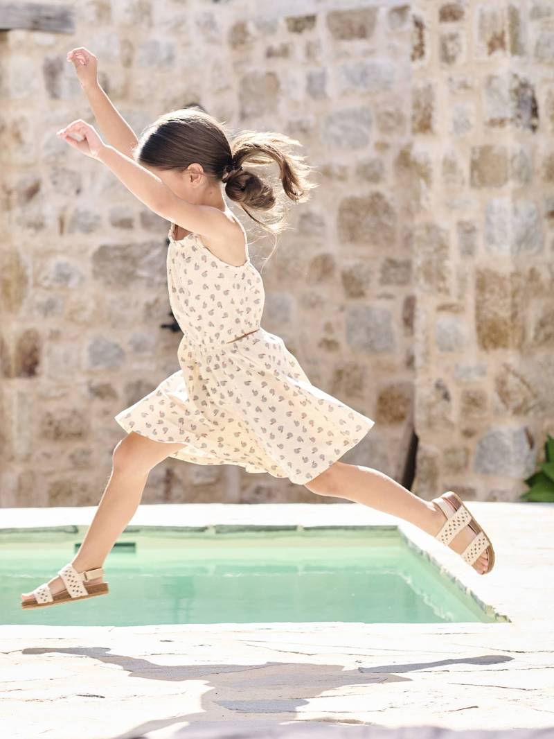 Mädchen Trägerkleid mit Cut-out an den Seiten vanille von Vertbaudet