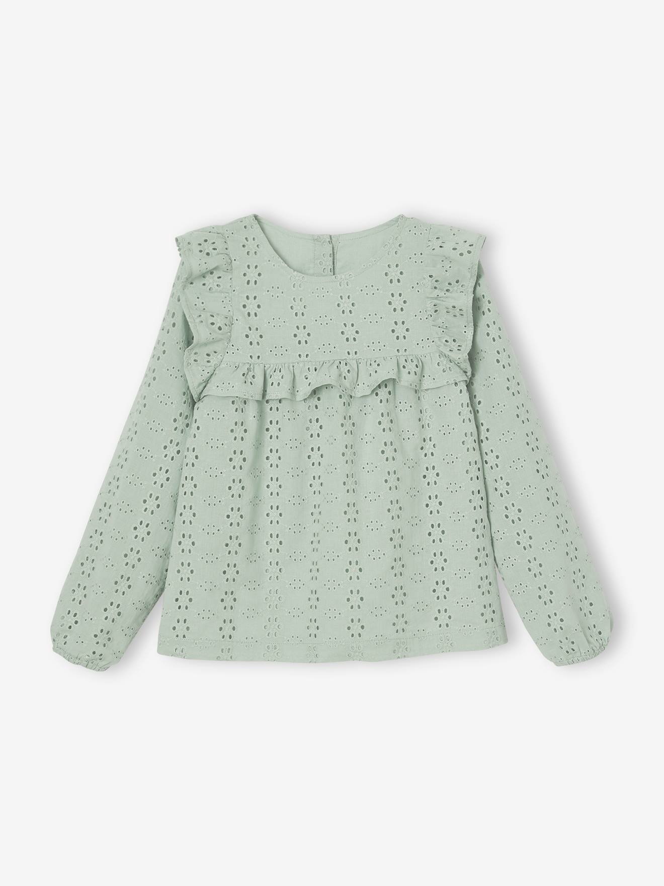 Mädchen Volant-Bluse salbei Mädchen Volant-Bluse salbei von Vertbaudet