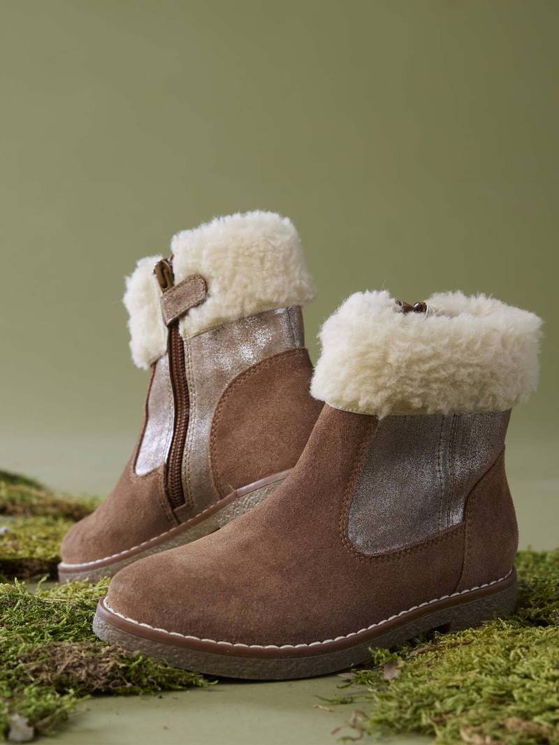 Mädchen Warmfutter-Boots mit Reißverschluss camel von Vertbaudet