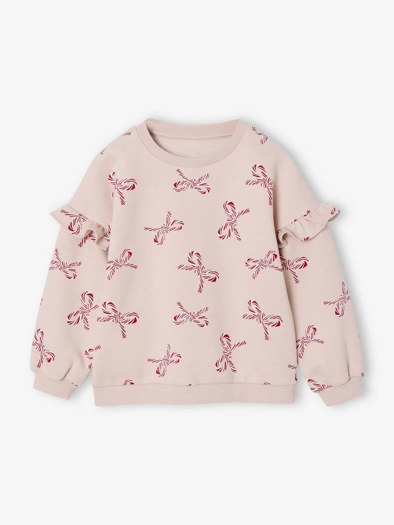 Mädchen Weihnachts-Sweatshirt mit Volantärmeln pudrig von Vertbaudet
