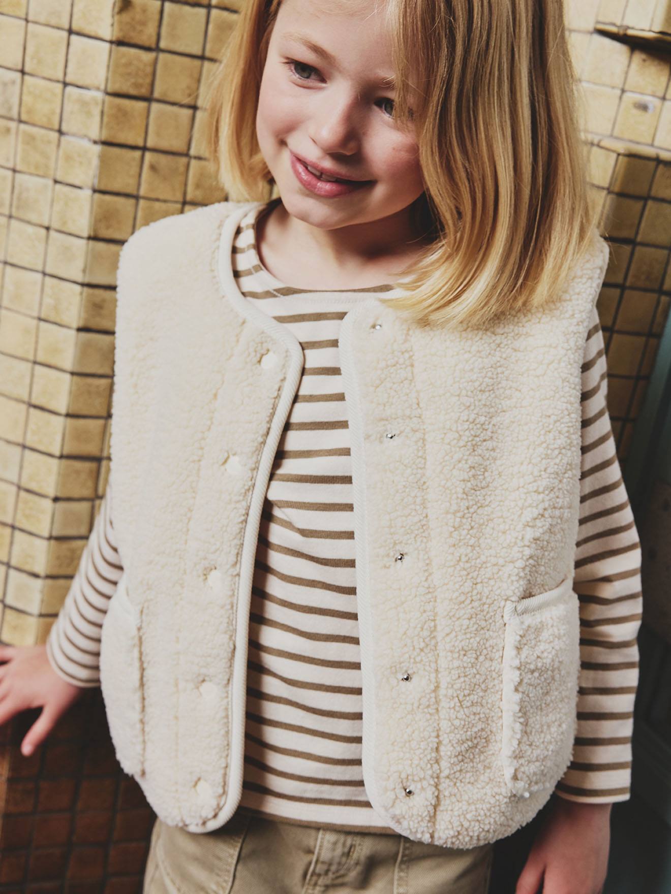 Mädchen Weste aus Teddyfleece vanille von Vertbaudet