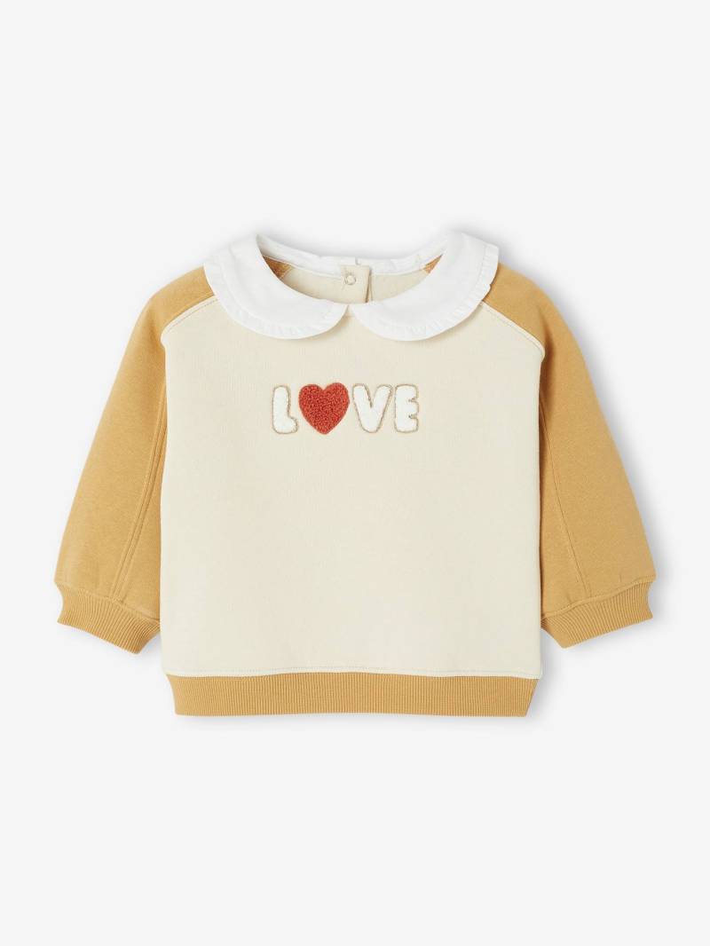 Baby Sweatshirt mit Bubikragen & Stickerei LOVE ocker von Vertbaudet