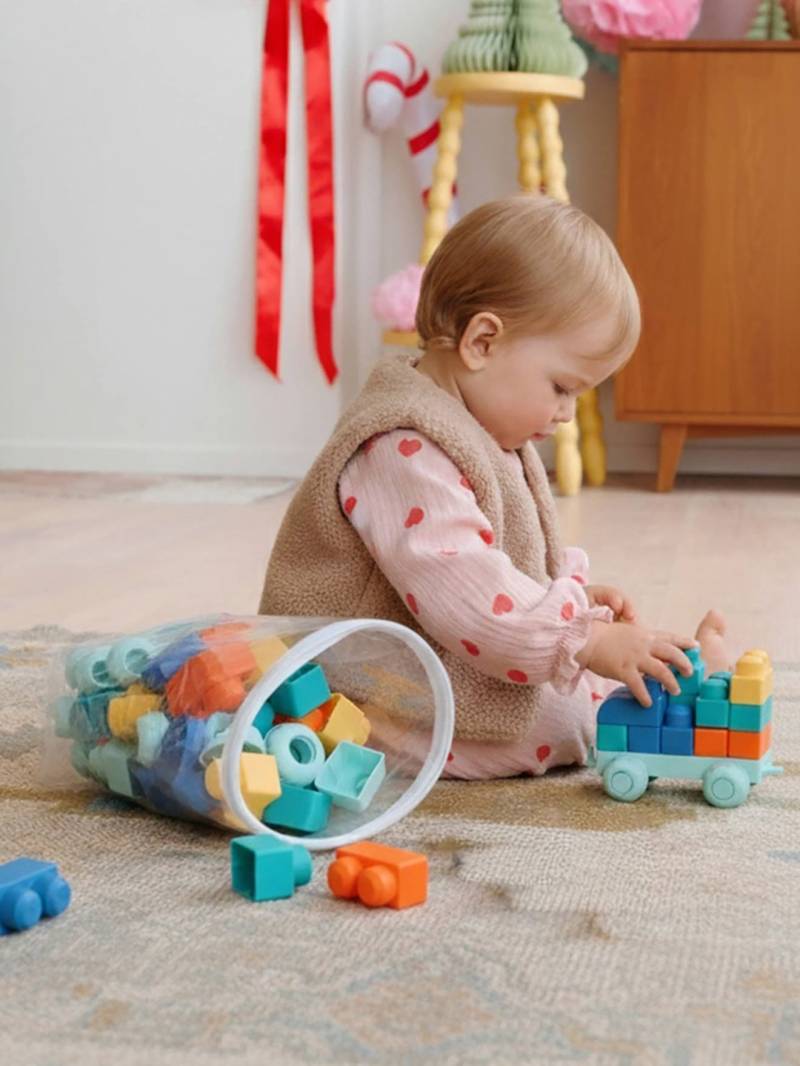 Set aus 100 bunten Kunststoff-Bausteinen für Babys von Vertbaudet