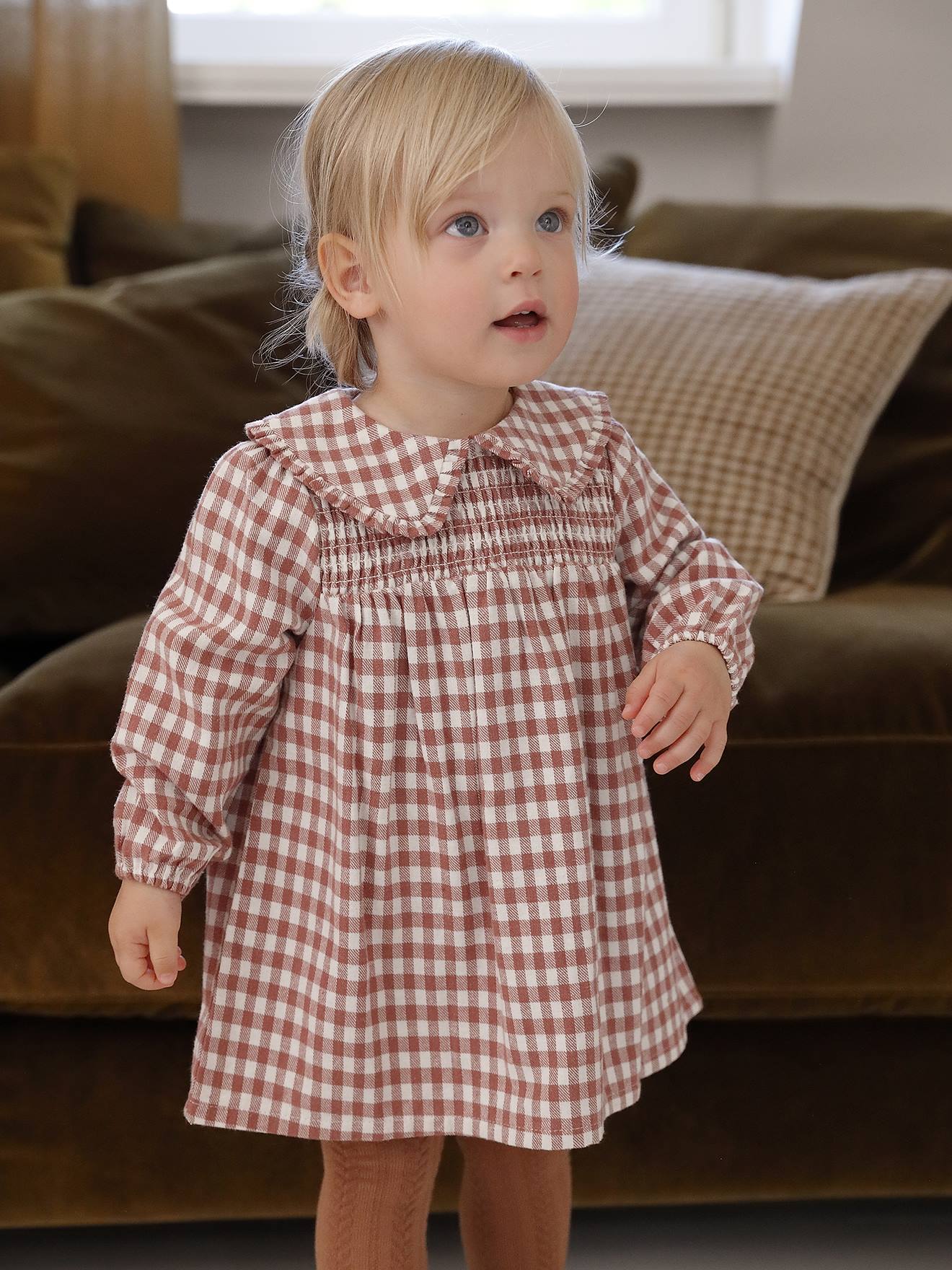 Baby Kleid aus Flanell mit Vichykaro Baby Kleid aus Flanell mit Vichykaro von Vertbaudet