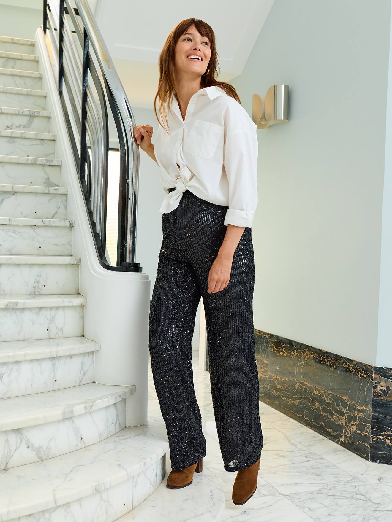 Pailletten-Umstandshose für Schwangerschaft und Stillzeit von Vertbaudet