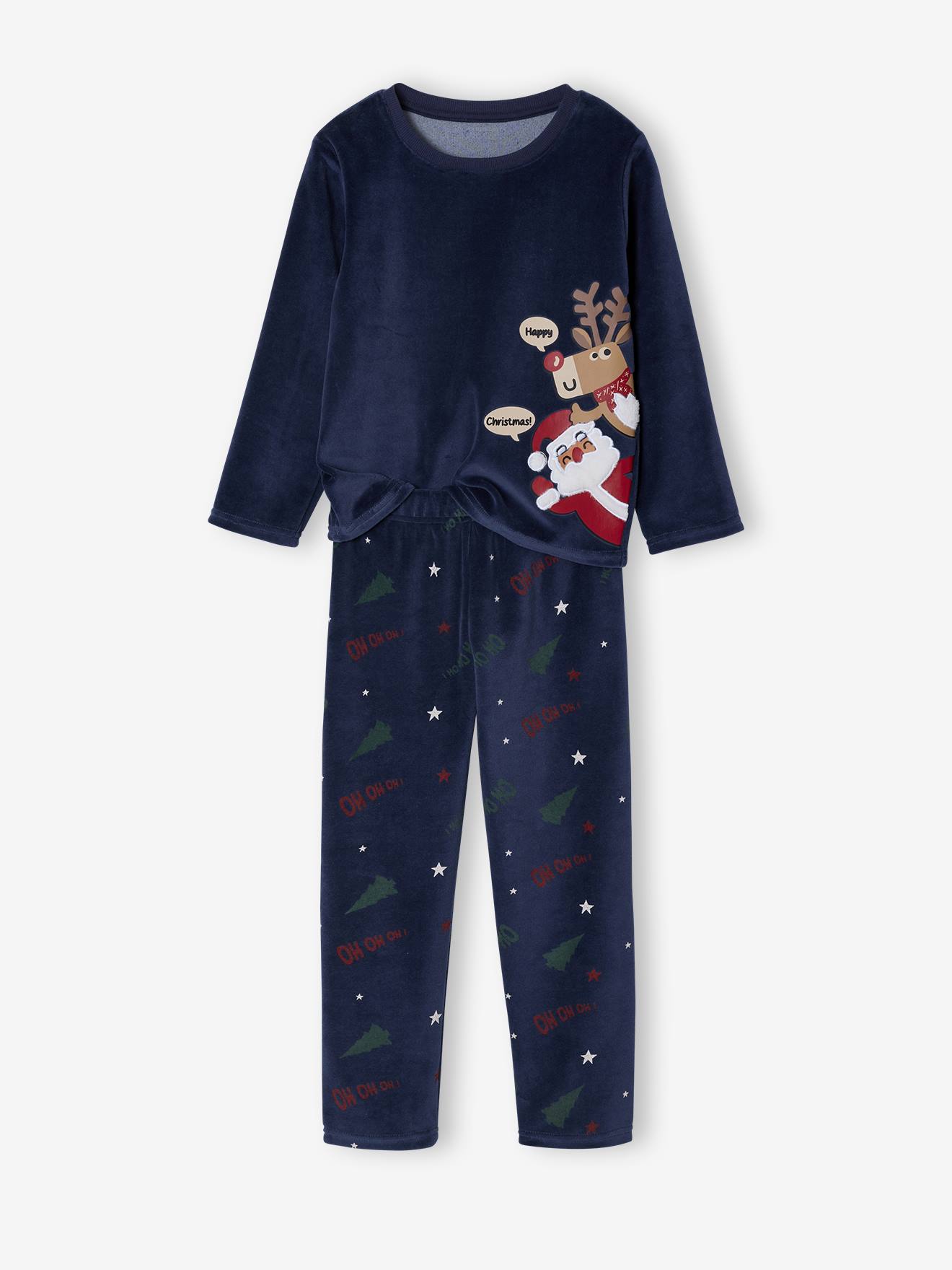 Schlafanzug Samt Weihnachten Jungen von Vertbaudet