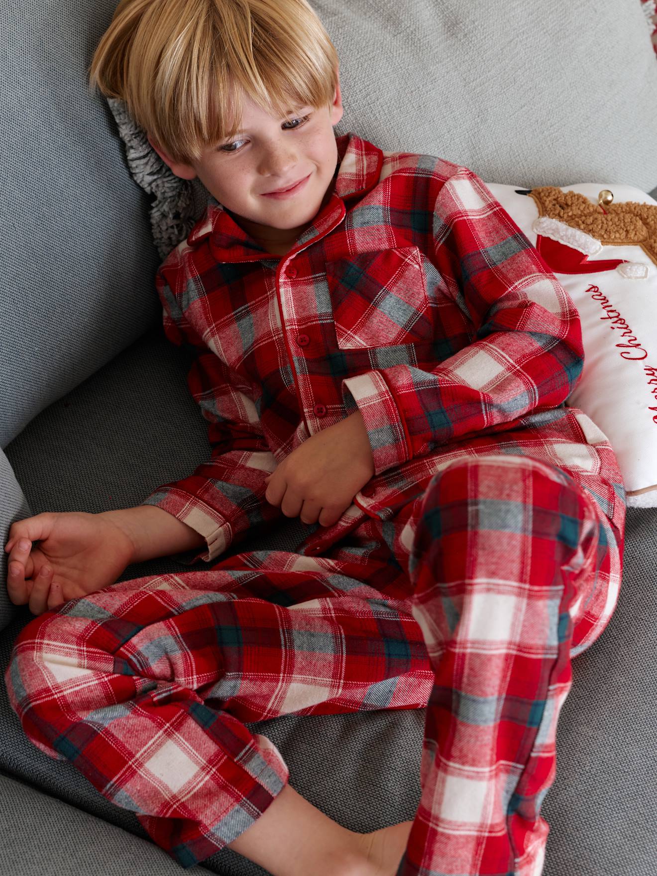 Schlafanzug aus Flanell für Jungen von Vertbaudet