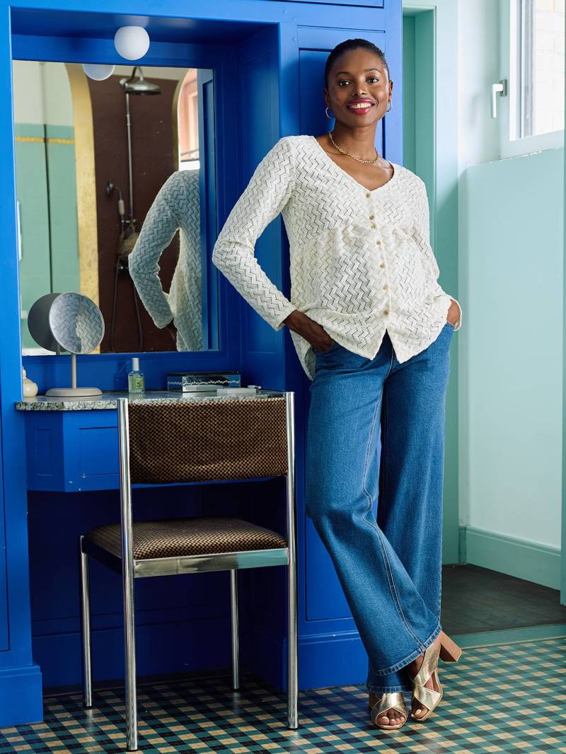 Shirtbluse für Schwangerschaft und Stillzeit aus Jacquard-Strick von Vertbaudet
