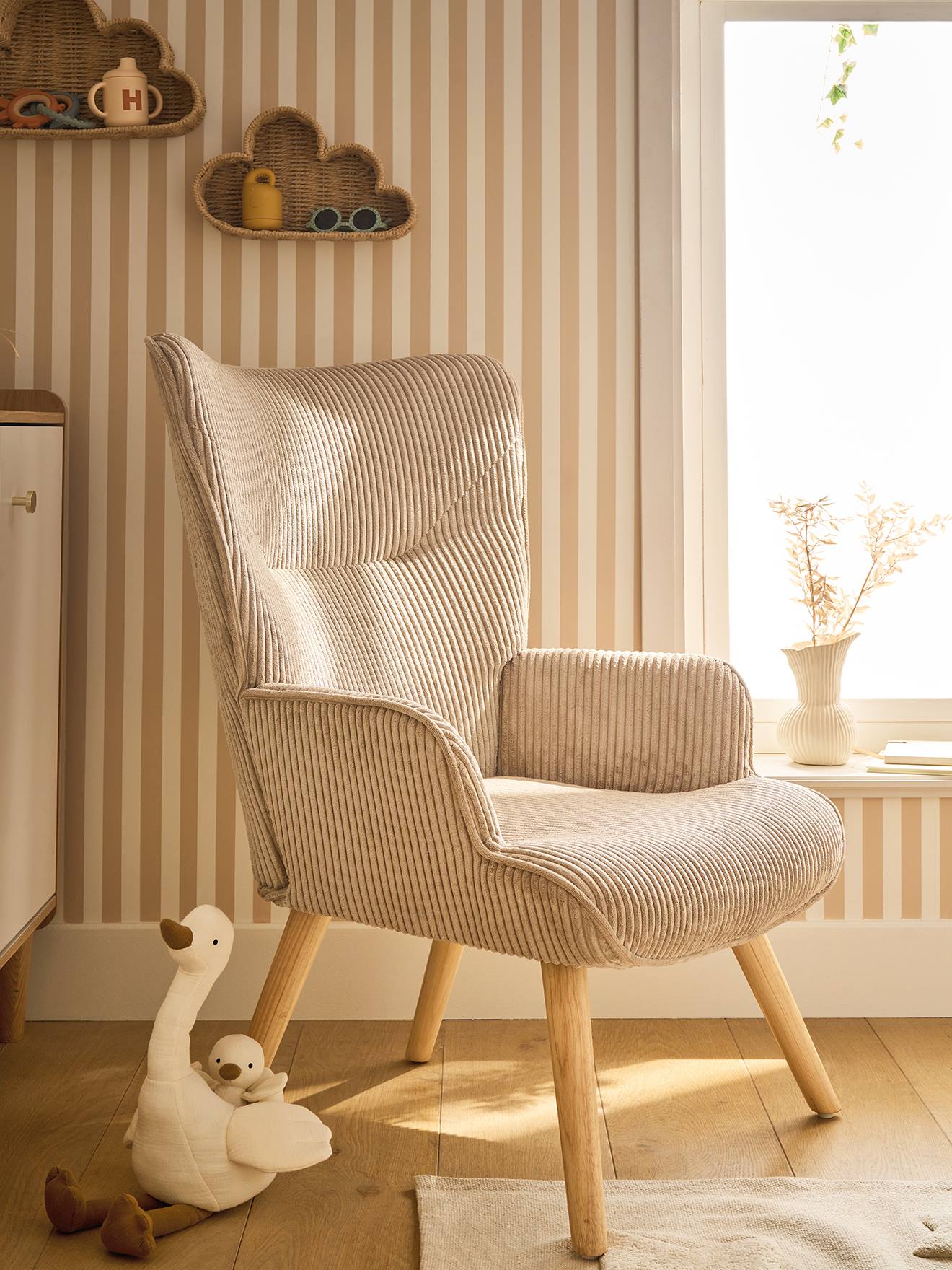 Stillsessel mit Cordbezug mokka von Vertbaudet