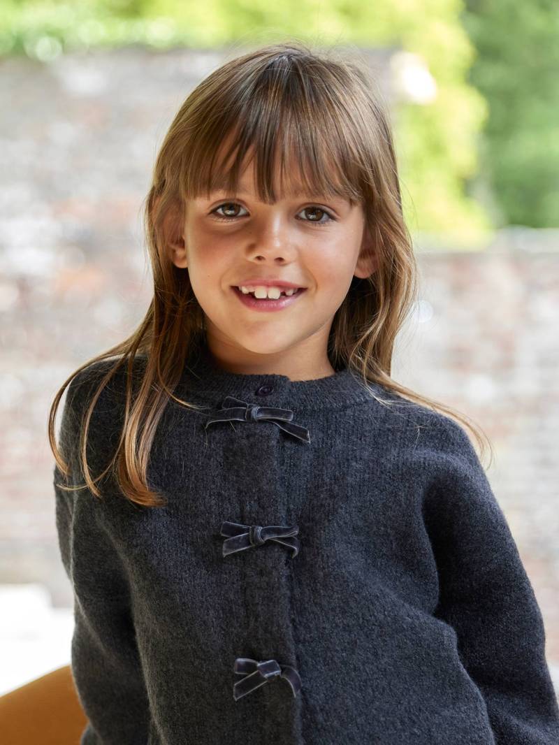 Strickjacke Mädchen mit Samtschleifen Strickjacke Mädchen mit Samtschleifen von Vertbaudet
