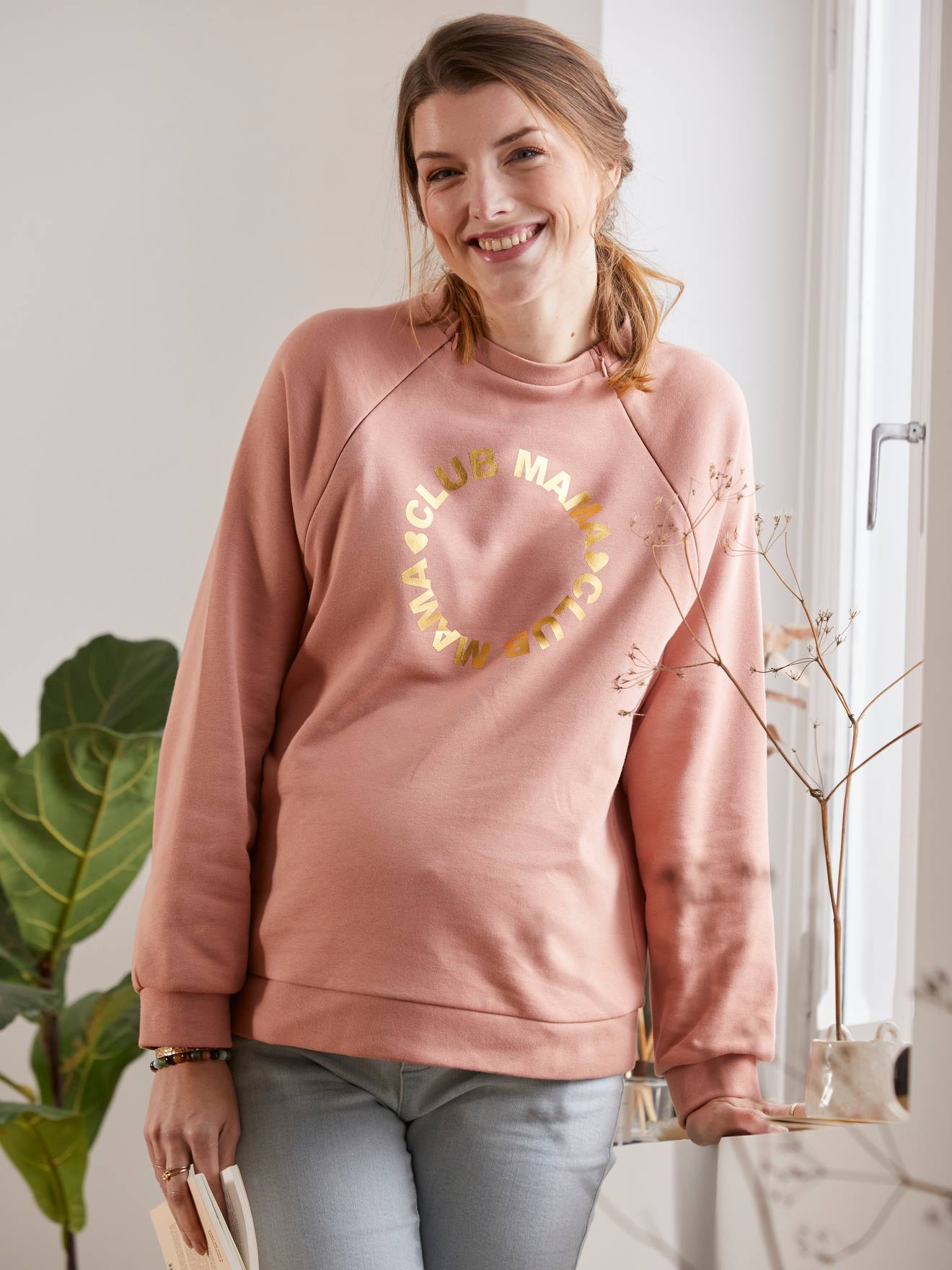 Sweatshirt für Schwangerschaft & Stillzeit mit Message-Print Oeko-Tex von Vertbaudet