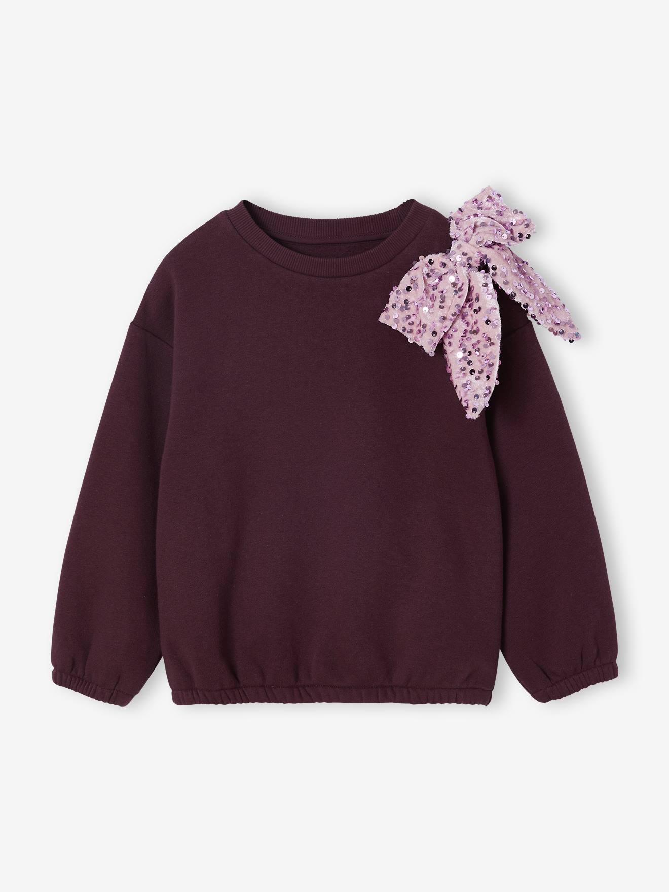 Sweatshirt mit Pailletten-Schleife Mädchen von Vertbaudet
