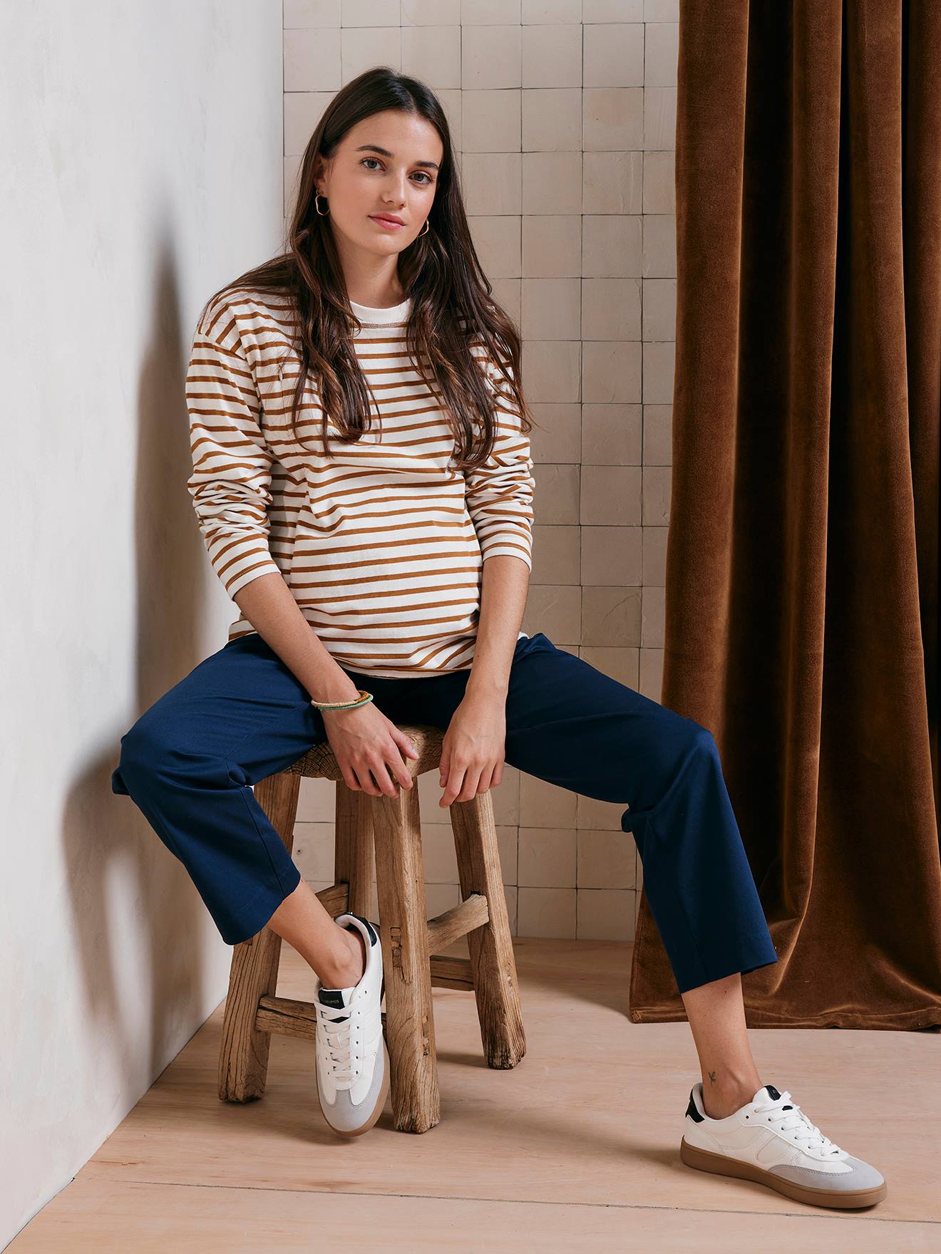 Umstands-Chinohose mit geradem Bein von Vertbaudet