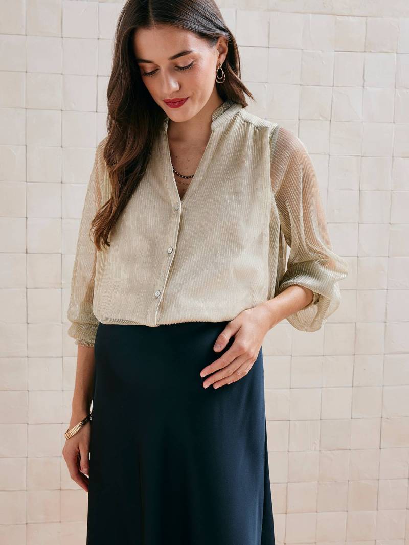 Umstandsbluse aus Tüll und Metallic-Garn von Vertbaudet