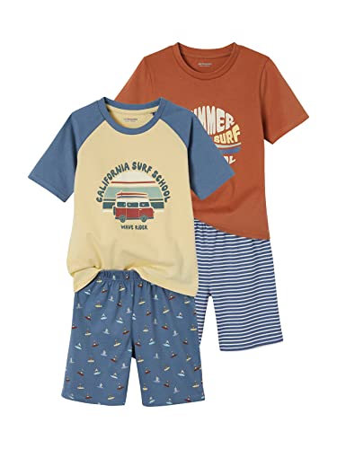 VERTBAUDET 2 Stück Pyjashorts Summer Surf Jungen blau Jeans 4A, Jeans-Blau, 4 Jahre von Vertbaudet