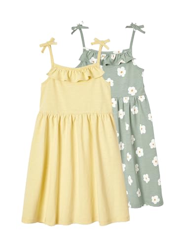 VERTBAUDET 2 Stück Trägerkleider für Mädchen, 1 bedruckt + 1 einfarbig, Salbeigrün, 14 Jahre von Vertbaudet