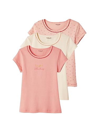 VERTBAUDET 3 Stück T-Shirts Fantasie Kurzarm Rippstrick Mädchen, Nude-Rosa, 12 Jahre von Vertbaudet