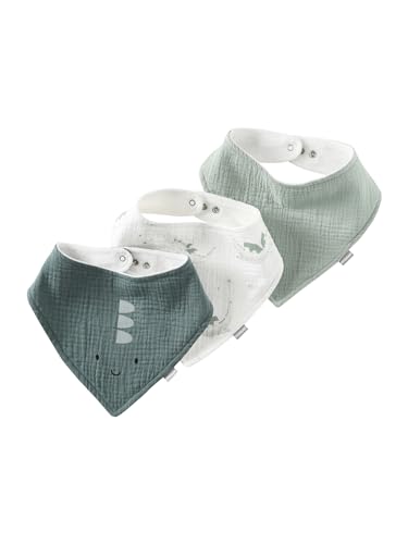 VERTBAUDET 3er-Pack Baby Halstücher, Baumwoll-Musselin Oeko-Tex salbeigrün/drache von Vertbaudet