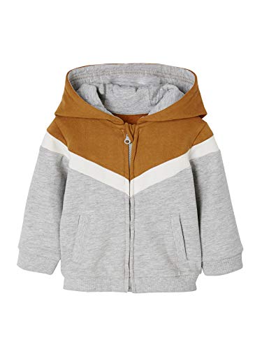 VERTBAUDET Baby Jungen Kapuzen-Sweatjacke karamell/grau 71 von Vertbaudet