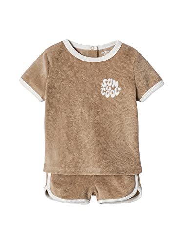 Vertbaudet Baby-Set aus Frottee: T-Shirt & Shorts graubeige 68 von Vertbaudet