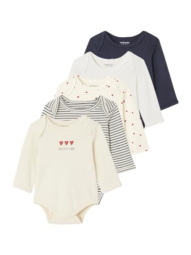Vertbaudet Bio-Kollektion: 5er-Pack Baby Schlupfbodys nachtblau+weiß+gestreift+wollweiß 68 von Vertbaudet