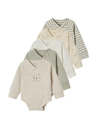 VERTBAUDET Bio-Kollektion: 5er-Pack mitwachsende Baby Langarmbodys salbeigrün 56 von Vertbaudet